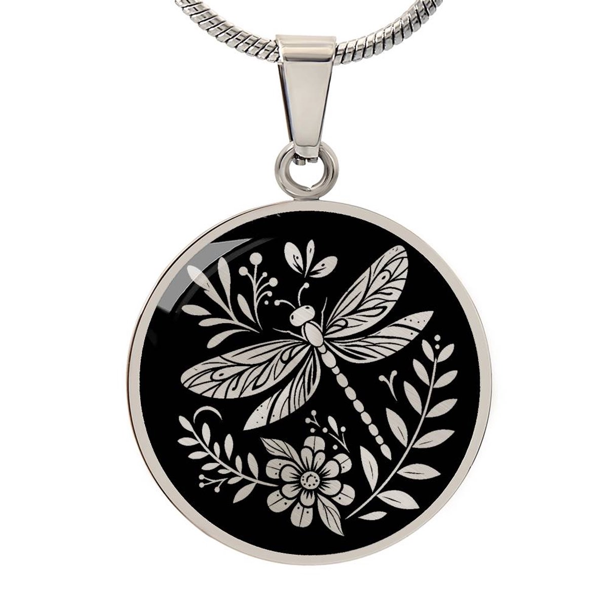 Symbolic Gifts - Libelle Ketting Zilver Kleurig Waterproof Spirit Dragonfly Hanger - Premium Stainless Steel - Sieraad Cadeau - Verstelbaar 45 - 56 cm