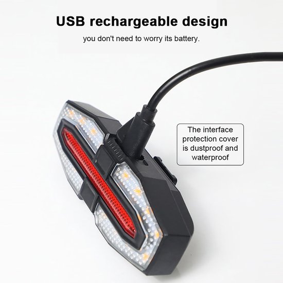 Fiets Achterlicht - Fietslamp LED - Veilig Fietsen - Met Afstandsbediening - USB Oplaadbaar - Zwart Zilver — afbeelding 2