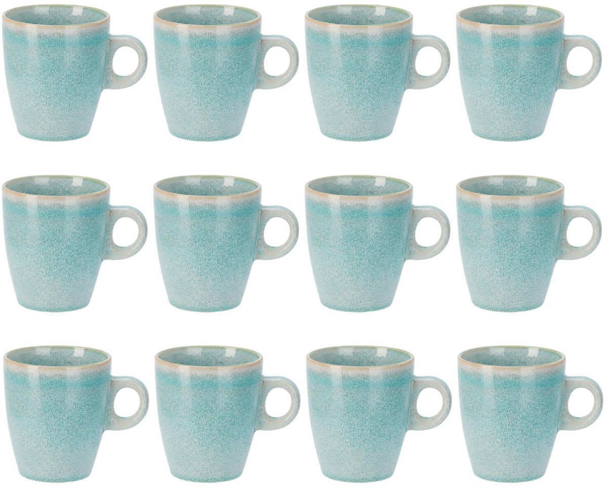 Siaki Koffiemok / theemok Faye - turquoise - set 12x - 220 ml - mokken - kerammiek - tas