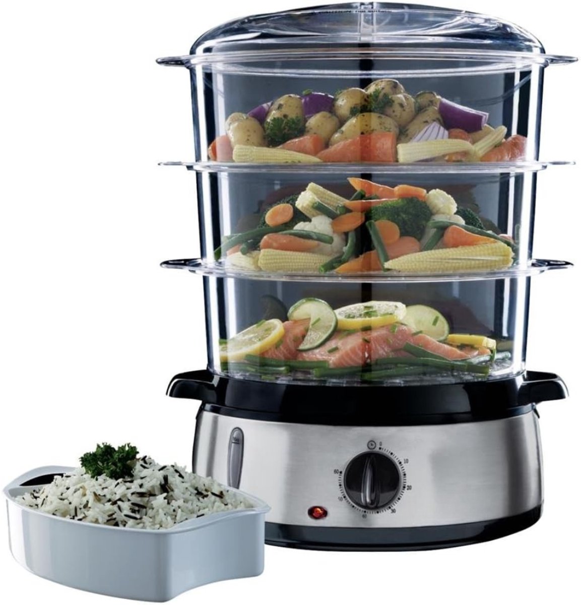 QUOVO® Stoomkoker - Stoomkokers - Stoompan - Zwart - 28cm x 28cm x 26cm