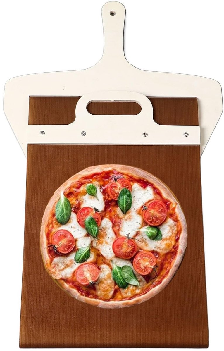 Dailygoods- Glijdende Pizzaschep - Lichtgewicht Massief Hout - 50x30x1,8cm - Voor Oven/Grill - Ideaal voor Pizza/Brood - Innovatief Slide Mechanisme