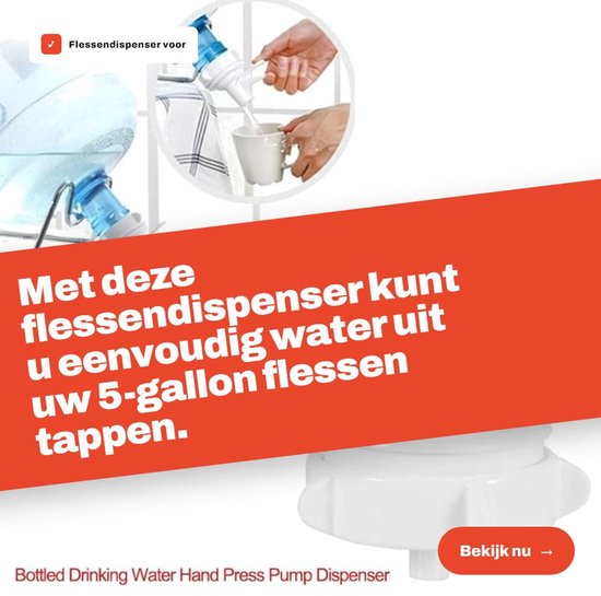 Dailygoods- Flessendispenser 5 Gallon - Waterdispenser met kraantje - Herbruikbaar ventiel - Pomp voor drinkwaterflessen - Geschikt voor flessen zonder schroefdraad - Materiaal: polypropyleen van Dailygoods — afbeelding 3