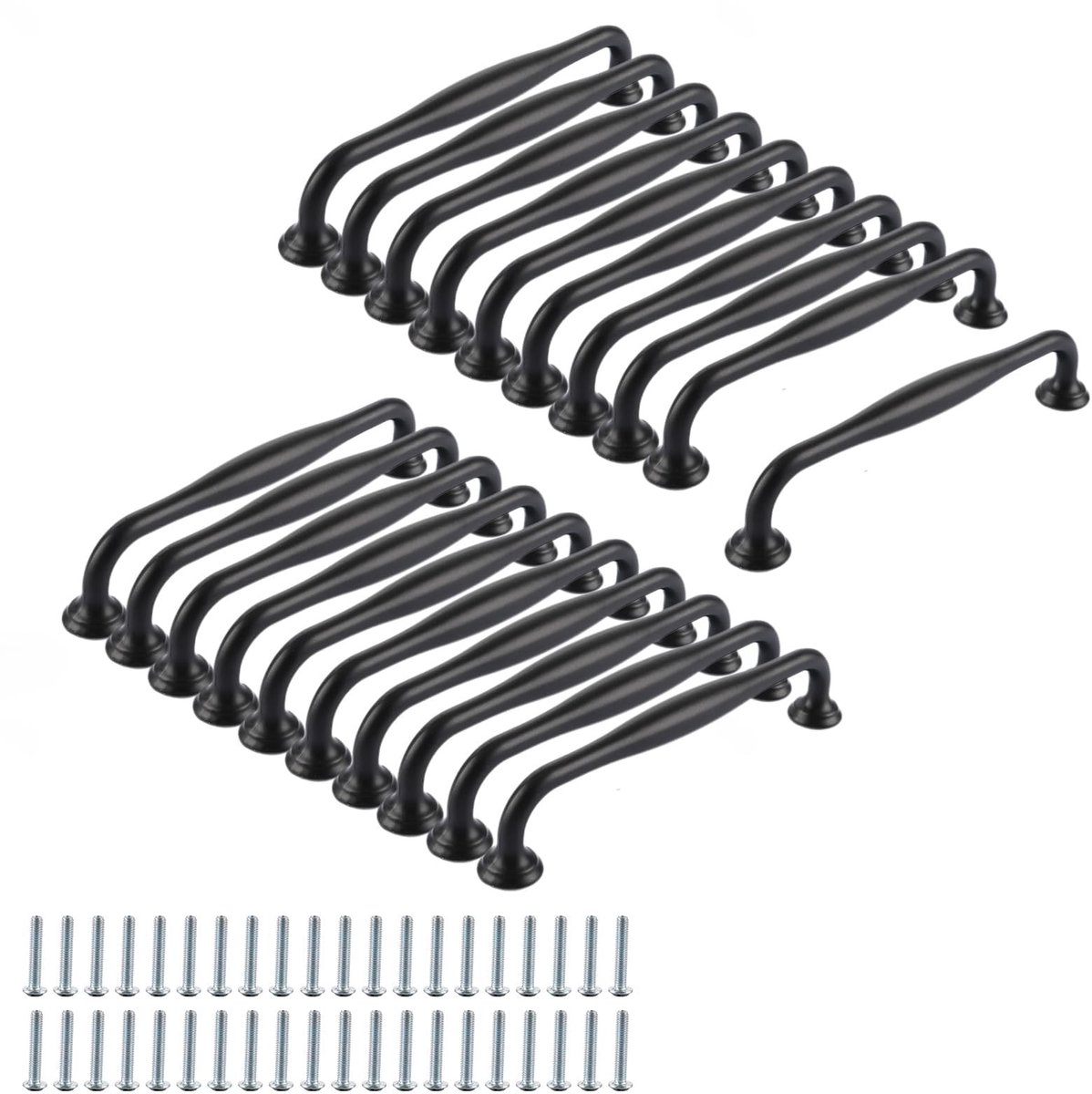 Dailygoods- Meubelknoppen 20 Stuks - Zwarte Kastknoppen - 128mm Gatafstand - Ergonomisch Ontwerp - Duurzaam Aluminium - Voor Diverse Meubels - Kastgrepen