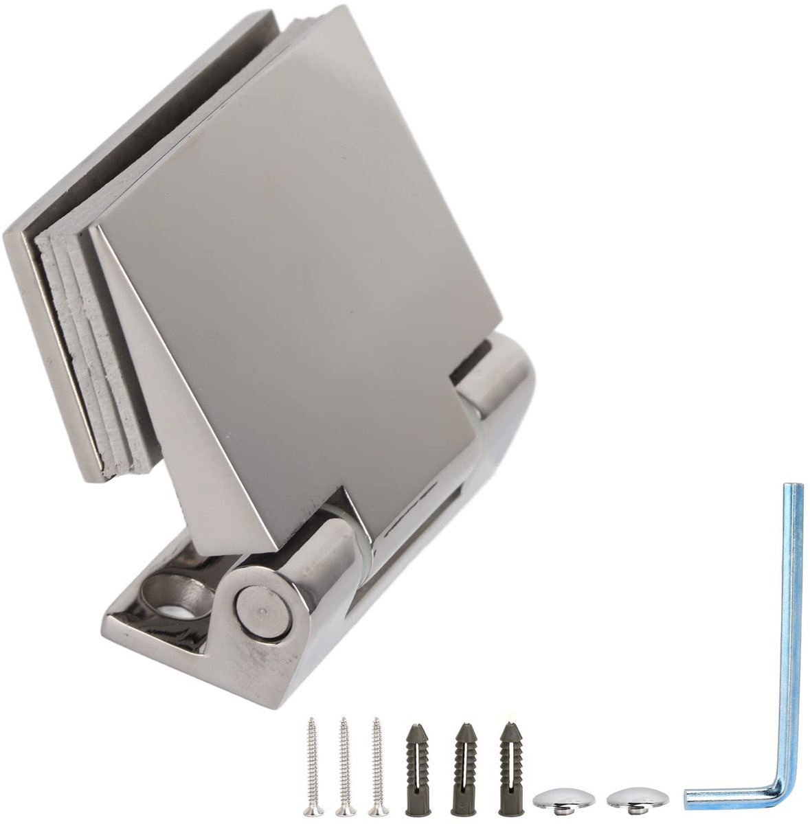 Dailygoods- Douchedeurscharnier Roestvrij Staal - Enkelzijdig Scharnier - Glazen Deurscharnier - Vervangend Onderdeel - 70x69 mm - Voor Gehard Glas