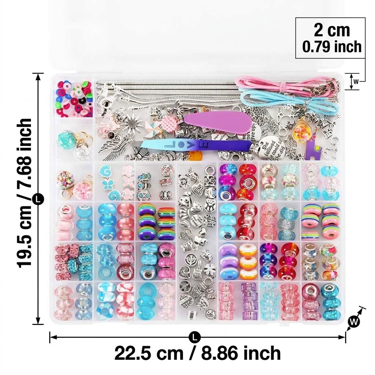 Sieradenset Meisje met sieradendoosje(230+PCS） -DIY sieradendoos -Kettingen armbanden zelf maken - sieraden DIY knutselset voor kinderen - bedelarmbandkit doe-het-zelf kindersieraden, knutselen, kinderspeelgoed(5-10 jaar)-Roze — cadeau in Spellen & Speelgoed - foto 5
