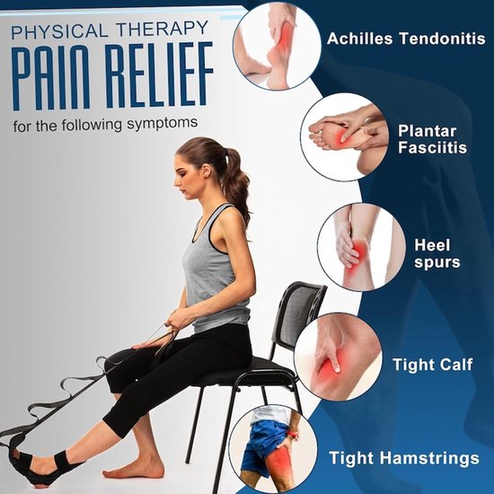 Yoga Stretching Strap - Beenstrekkerband - TENZHVXI® - Fascia Stretcher - Verlichting van Plantaire Fasciitis - Ideaal voor fitness, yoga, herstel, oefeningen, thuistraining, buiten, pilates - Zwart — afbeelding 2