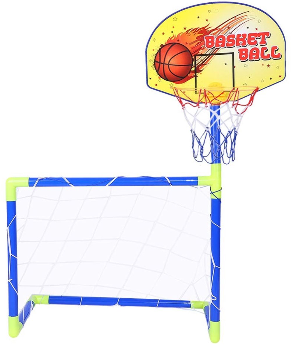 Dailygoods- Voetbaldoel 56 x 44 cm - Voetbaldoel/basketbalstandaard - Draagbaar - Kinderen - Slijtvast - Hoogwaardig kunststof - Sportset