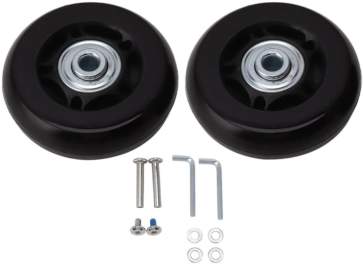Dailygoods- Reservewielen Set van 2 - Draaibare Rubberwielen - Universele Inline-wielen - Inclusief Installatiegereedschap - Duurzaam PU-rubber - 54 mm/60 mm/64 mm - Bagagewielen