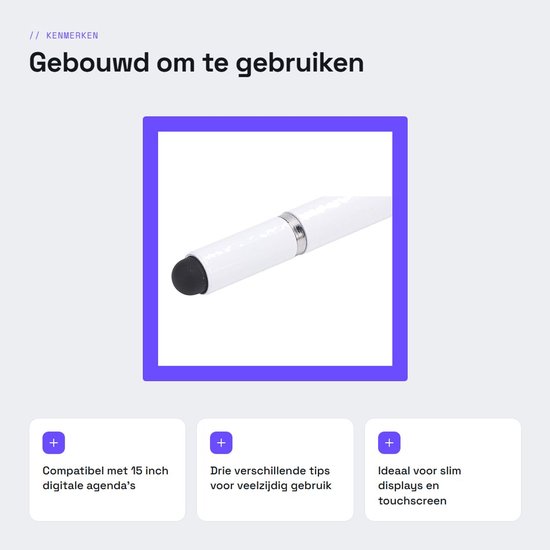 Dailygoods- Stylus Pen 3-in-1 - Compatibel met Digitale Agenda - Capacitatieve Pen - Touchscreen Pen - Rubberpunt/Schijfpunt - Aluminium Behuizing — afbeelding 2