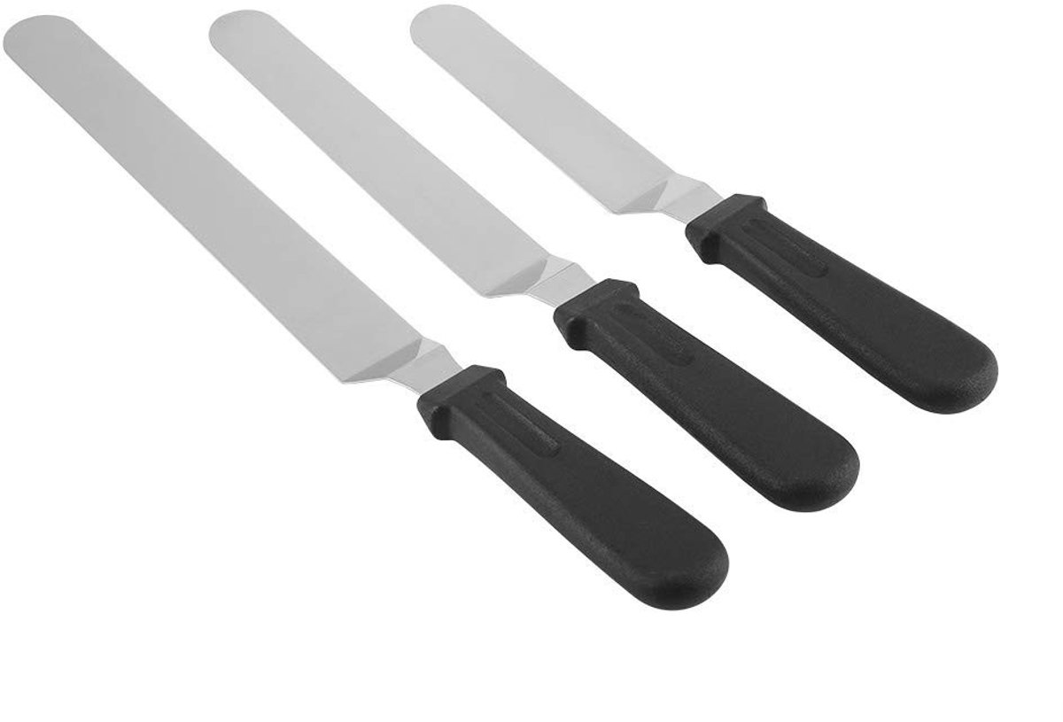 Dailygoods- Cake Mes Professioneel - RVS Spatelset - Frosting Spatels - Decoratie Gereedschap - Keuken Accessoires - 3 Stuks - Spatel