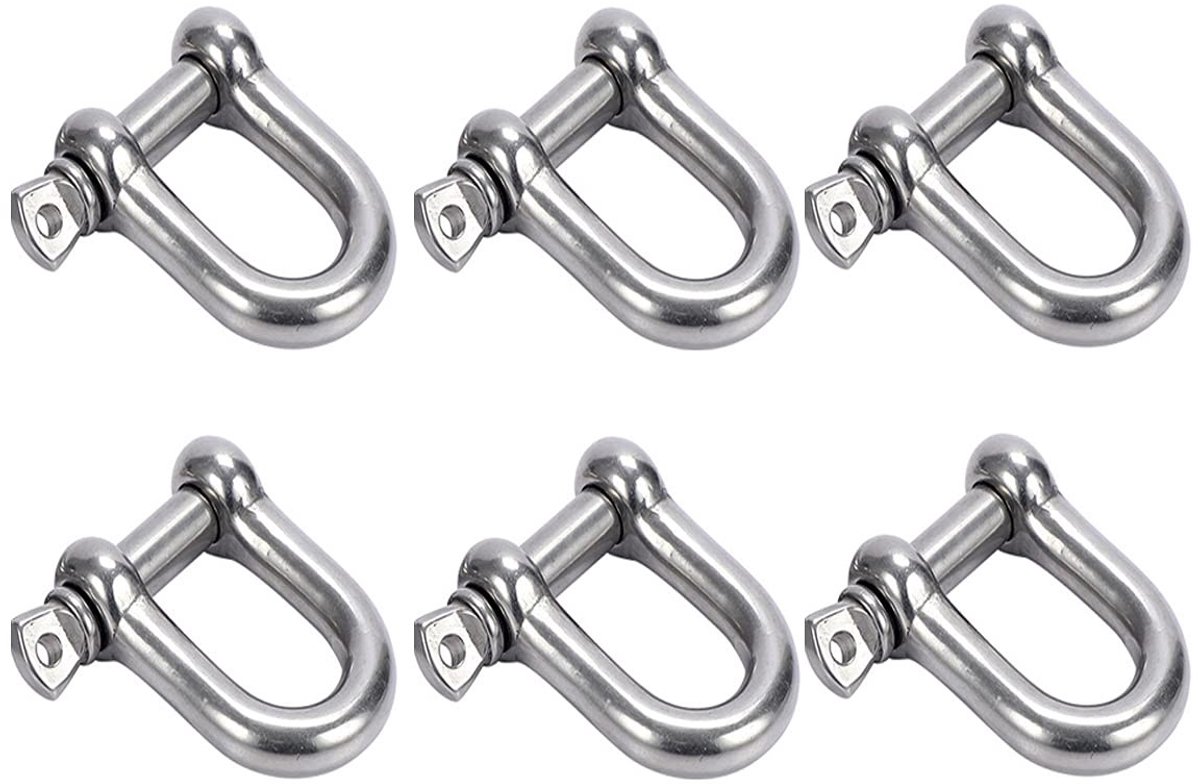 Dailygoods- D-ring Beugel 6 Stuks - Roestvrij Staal 304 - Zilver - Sterk en Duurzaam - Afmetingen 35 x 33 mm - Binnendiameter 24 x 12 mm