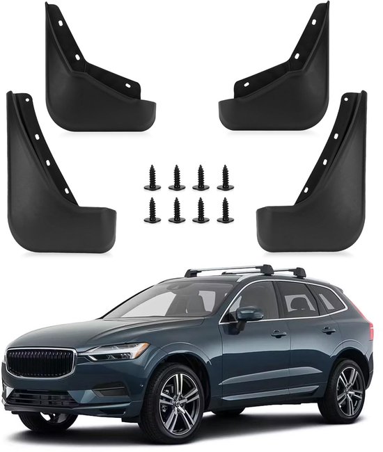 Dailygoods- Spatlappen Set van 4 - Spatbescherming - Vuilvanger - Bevestigingsset - Compatibel met XC60 2018-2024 - Universeel - Modderflappen