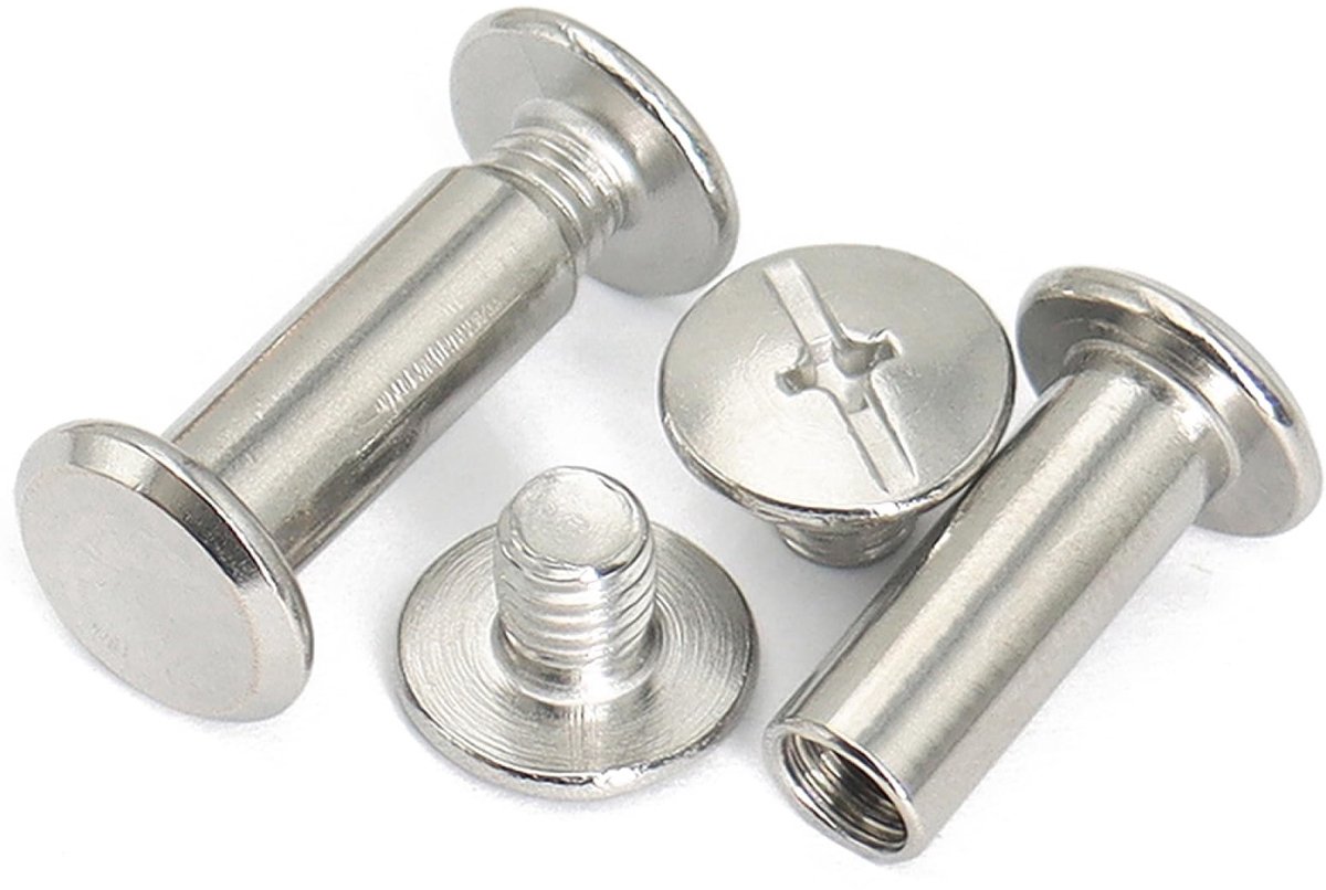 Jhubersproducts - Chicago-schroeven - Klinknagelschroeven - Roestvrijstaal - M2 x 4 mm - Bindschroeven - Voor leer en meubels - 60 sets