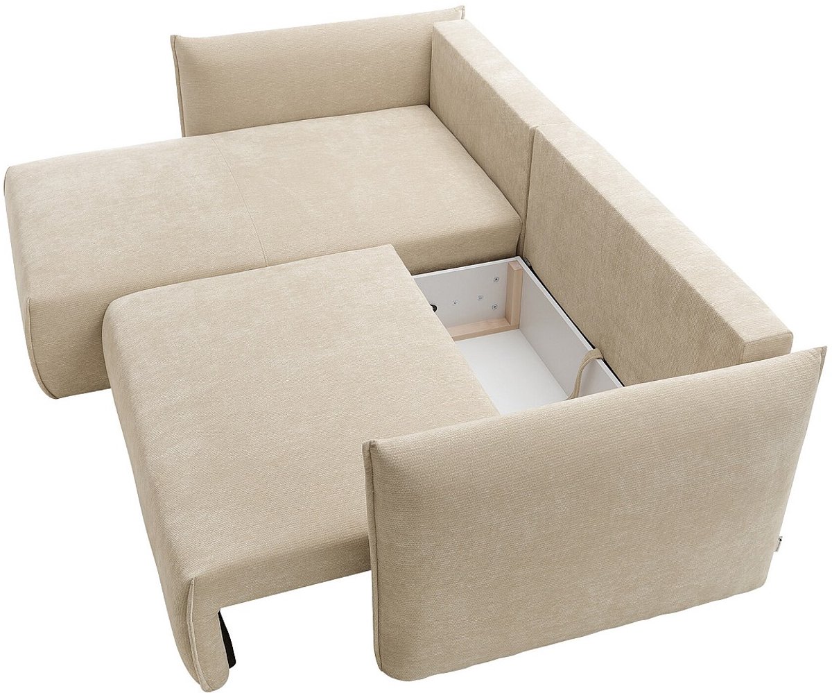 Vente-unique Linkse hoekslaapbank van getextureerde beige stof CARISU
