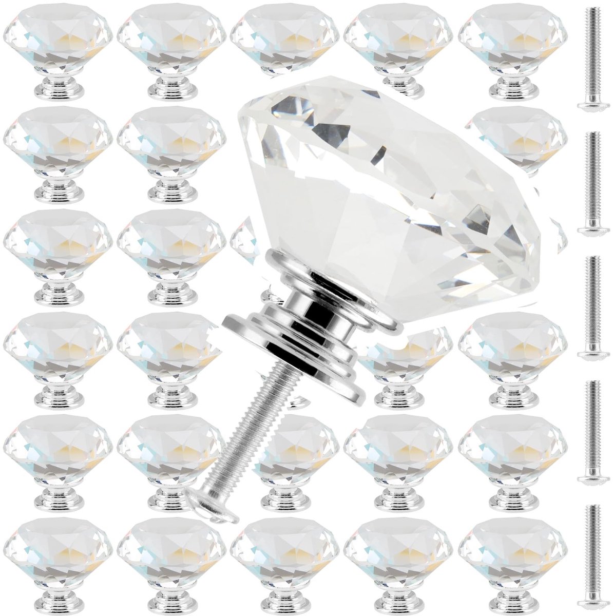 Dailygoods- Deurklink 30mm - Kristal Deurklinken - Luxe Handgrepen - Crystal Diamant Knoppen - Eenvoudig te Installeren - Hoogwaardige Materialen