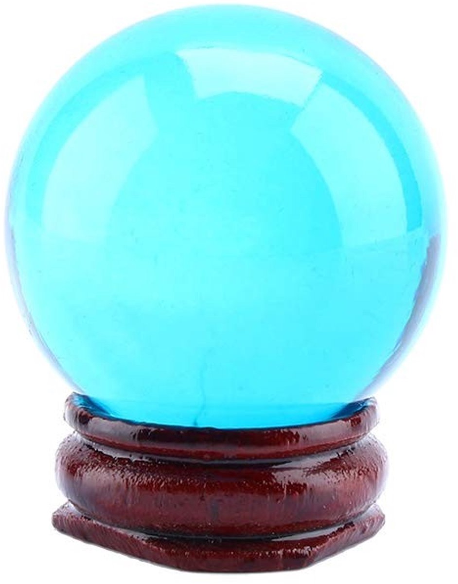 Dailygoods- Kwartsbol 40 mm - Houten Standaard - Natuurlijke Kristallen Bol - Genezende Sphere - Woondecoratie - Positieve Energie