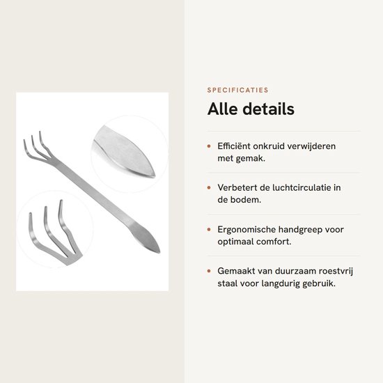 Byshayne- Bonsai-hark roestvrij staal - 3 tanden - ergonomische handgreep - tuingereedschap - onkruidverwijderaar - grond beluchten van byshayne — afbeelding 2