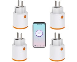 Sander Shop 4 stuks Smart Power Plugs: Zigbee Smart Plug met meet- en timerfunctie, Tuya App Control, notification push, Zigbee Hub vereist, 16A stopcontact, compatibel met Alexa, Google Home