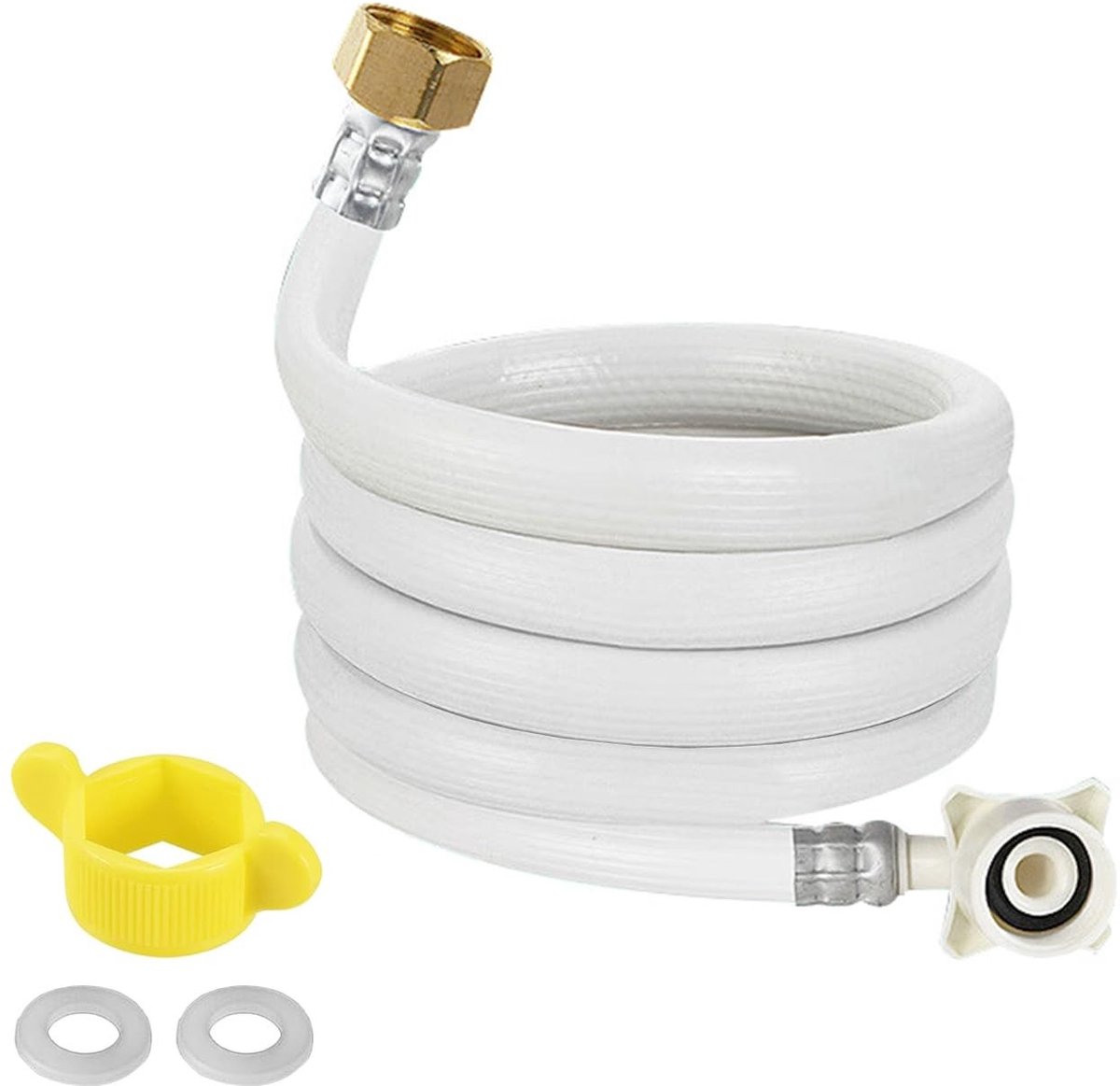 Dailygoods- Aansluitdraad 3m - Wasmachine Slang met Waterstop - PVC - Rubber Gaskets - Drukbestendig - Geschikt voor de meeste merken