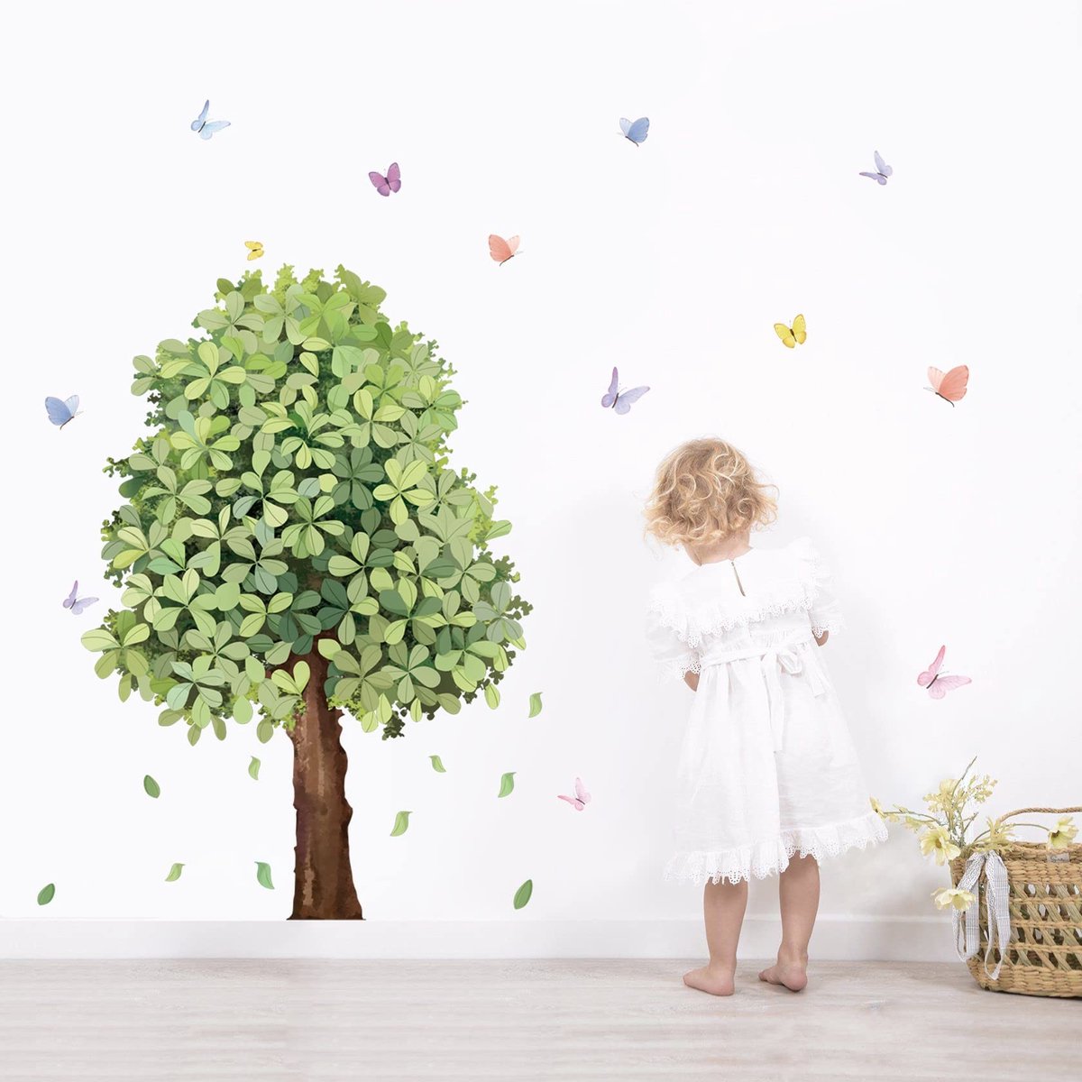 Dailygoods- Muursticker Grote Groene Boom - Muurstickers Kinderen - Wanddecoratie Woonkamer - Wanddecoratie Slaapkamer - Wanddecoratie Kinderkamer - Vriendelijk Vinyl