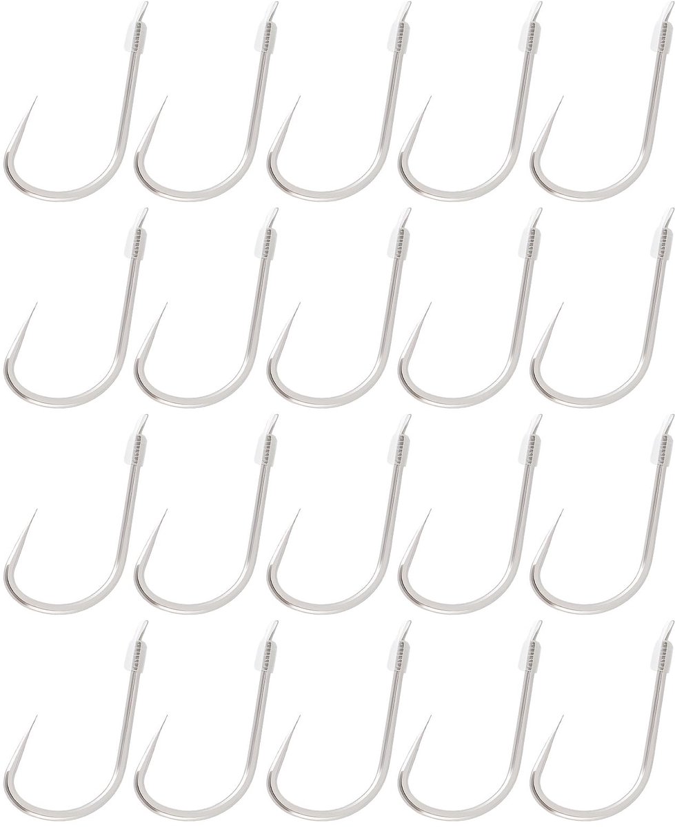 Dailygoods- Vishaken 20 Stuks - Weerhaakloze Vishaak - 45Cm Vislijn Nylon - Koolstofstaal - Hoge Sterkte - Corrosiebestendig - Vislijnen