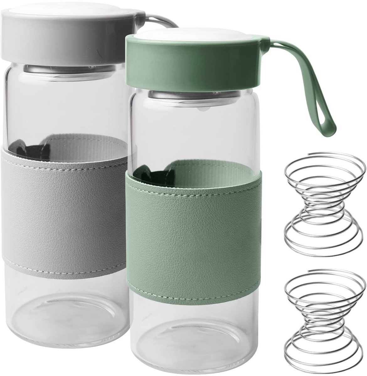 Dailygoods- Shaker Bottle 480 ml - Borosilicaat Glas - Roestvrij Staal Mengballen - Antislip Silicone Sleeve - Geschikt voor Vaatwasser - Schokbestendig - Drinkfles