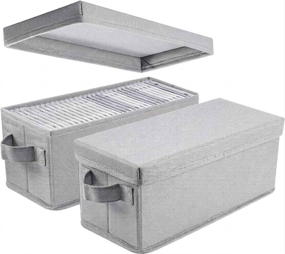QUOVO® CD Opbergdoos - CD Opbergsysteem - CD Opbergmap - Grijs - 34cm x 15cm x 14cm