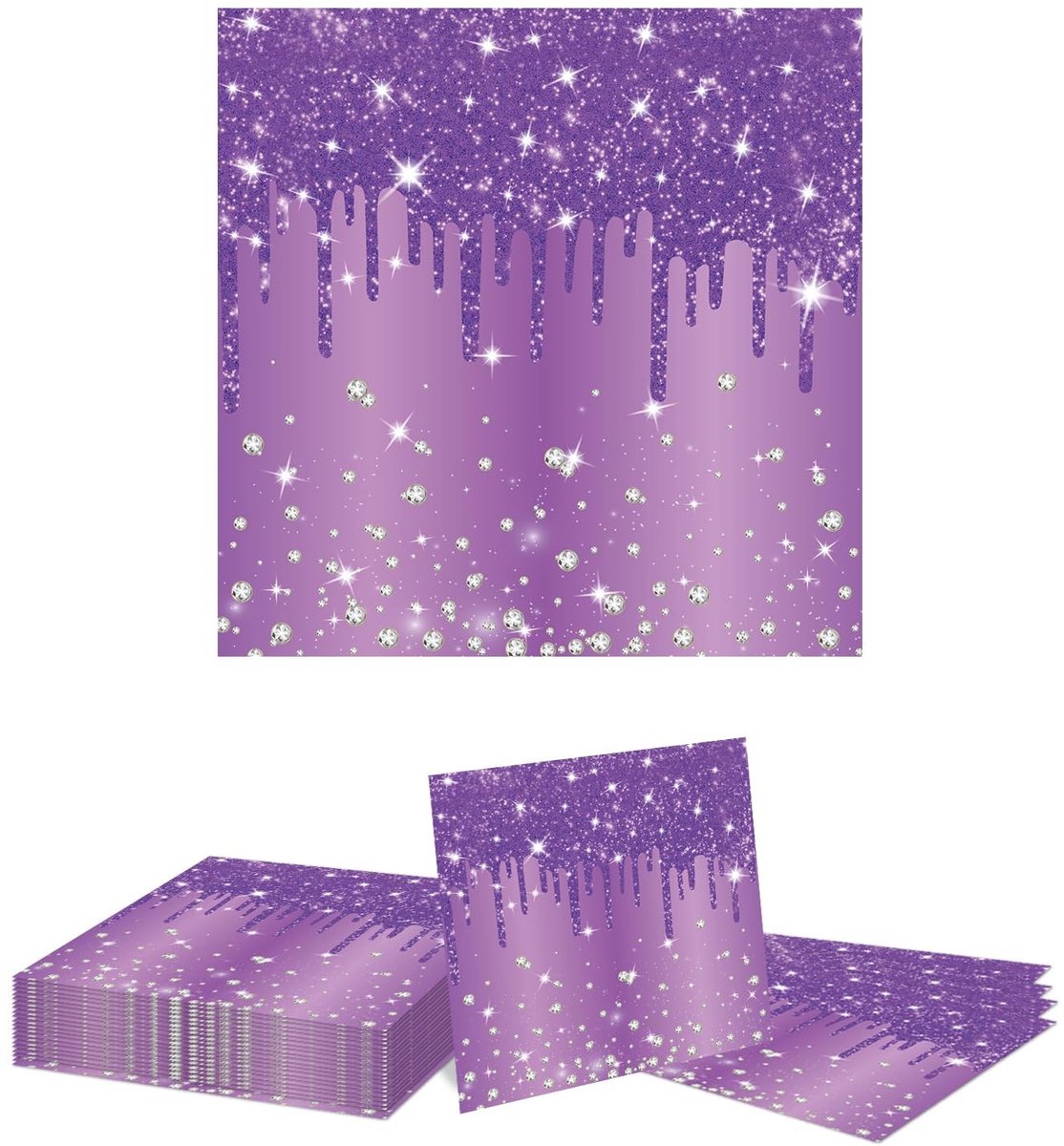 Dailygoods- Verjaardagsservetten 20 Stuks - Paarse Servetten - Feestdecoraties - Jubileum - Bruiloft - Afmetingen 33 x 33 cm - Feestservetten