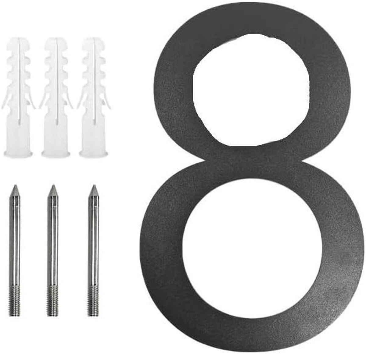 Metalen huisnummer - Zwevend nummer - Voordeur identificatie - Moderne uitstraling - 8 inch - Zilver