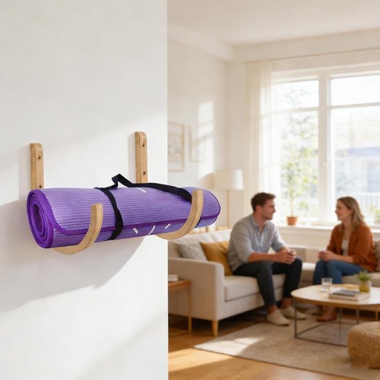 Yogamathouder - Yogamatrek - 2 stuks wandhouder - Home Gym Opslag Oefenpads Houder voor Thuis Indoor Apparatuur Weerstandsbanden Springtouw Foam Rollers Blok Workout — afbeelding 3
