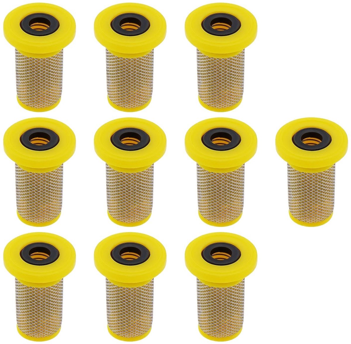 Dailygoods- Sproeifilter 10 Stuks - 100 Mesh - Geel - Kunststof/Metaal - Hoogwaardige Materialen - Effectieve Bescherming - Spuitmondfilter