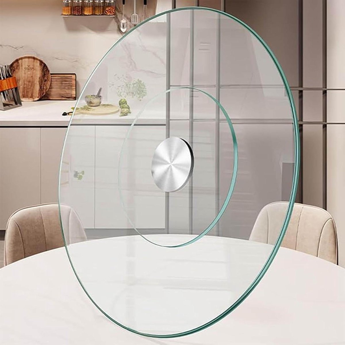 Draaibaar Dienblad - Serveertafel Draaitafel - Gezellig Tafelen - Gehard Glas - 80 cm - Transparant