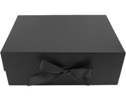 YUYTE Geschenkdoos Magnetische Geschenkdoos Scharnierend Deksel Grote Zwarte Opvouwbare Voorgemonteerde Magnetische Sluiting Strik voor Valentijn Verjaardagsvoorstel