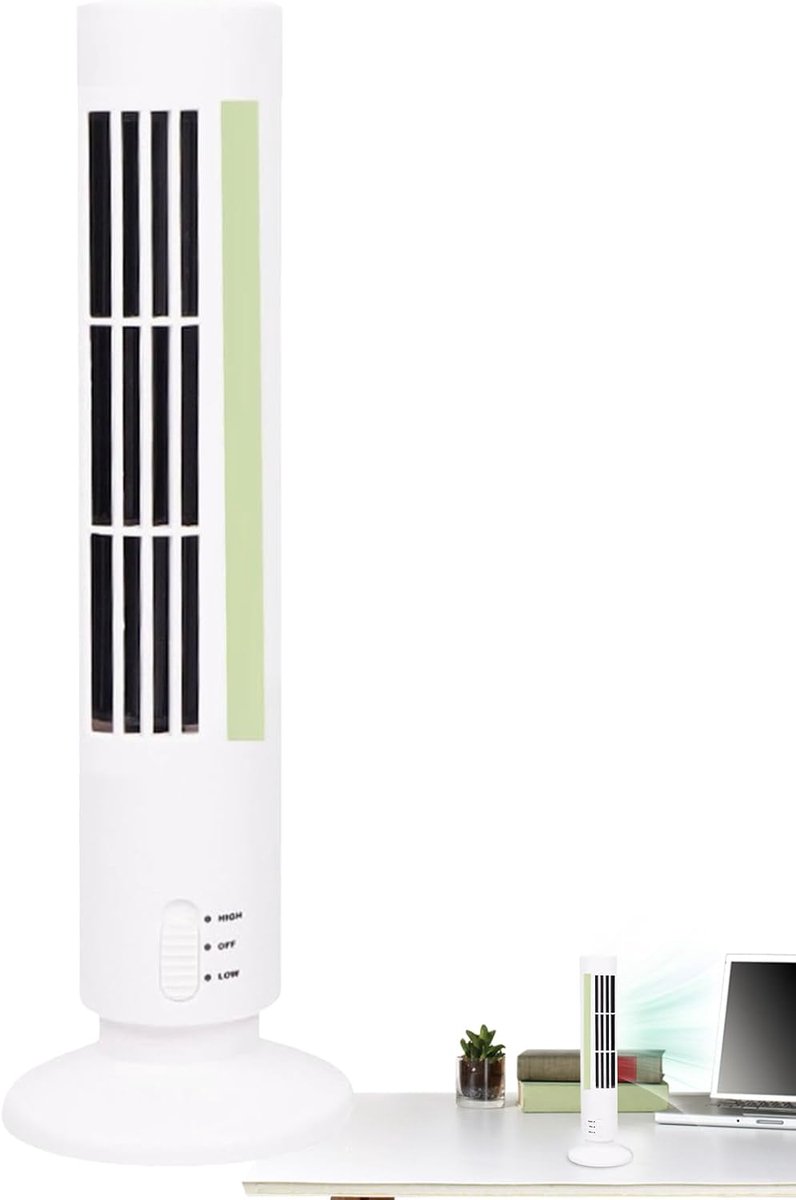 Staande Ventilator - Bladloze Ventilator - Werk en Ontspanning - Stille Werking - 10.8 cm Hoog - Wit – foto 6