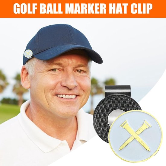Golf Hoed Clip - Ball Marker Accessoire - Golf Markeren - Duurzaam Metaal - 8 x 5 cm - Zwart — afbeelding 2