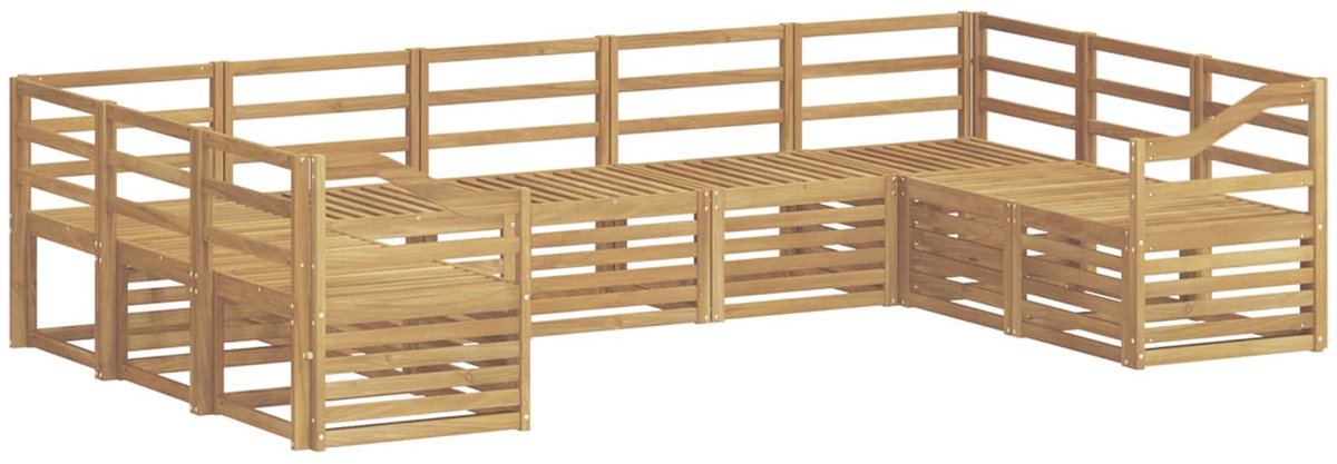 vidaXL Buiten - bank - set - 9 - st - 9-zits - Wit - Massief - Acacia - Hout