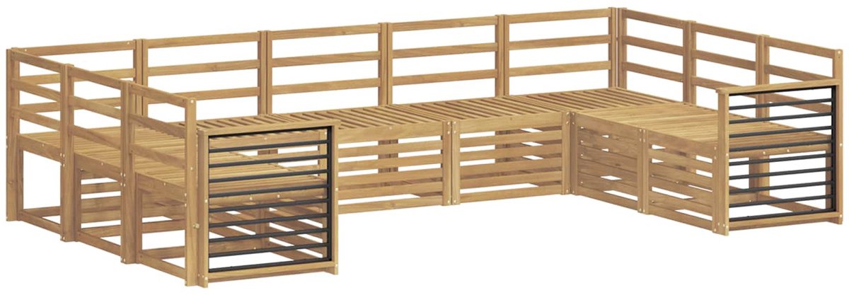 vidaXL Buiten - bank - set - 9 - st - 9-zits - Wit - Massief - Acacia - Hout