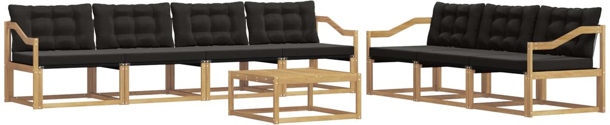 vidaXL Buiten - bank - set - 8 - st - 7-zits - Wit - en - zwart Wit en zwart