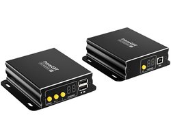 TESmart HDMI KVM Extender, Cat5/6 cable up to 120m Full HD 1080P 60Hz (TX+RX) extender, supports single and quadruple image modes for video wall configurations