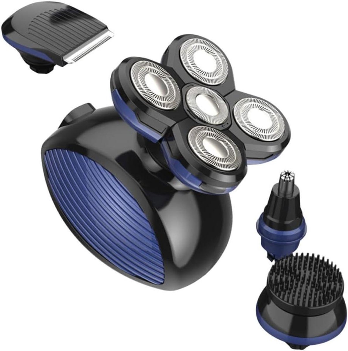 Elektrisch Scheerapparaat - Baardtrimmer Tondeuse - Gezichtsverzorging - Zwevend 5-blads Systeem - 7 x 5.5 x 5.5 cm - Blauw