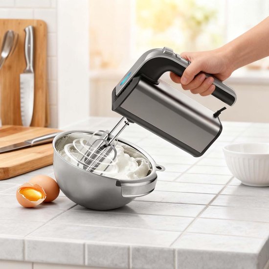 Elektrische Handmixer - Keukenmixer Garde - Bakken Mixen - Krachtige 800W Motor - 5 Snelheden - Zwart — afbeelding 2