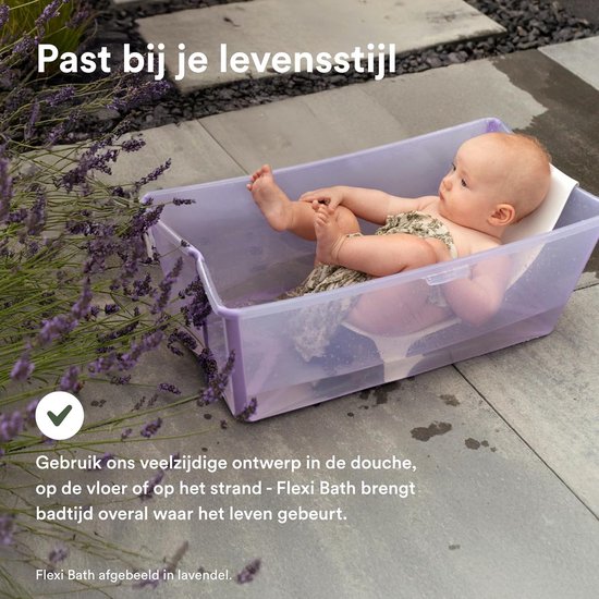 Stokke Flexi Bath (Sandy Beige) met houder voor pasgeborenen - duurzaam en gemakkelijk op te bergen - comfortabel thuis of onderweg - ideaal voor pasgeborenen tot 48 maanden van Stokke — afbeelding 2