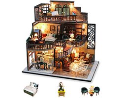 Cuteefun Doe-het-zelf miniatuur poppenhuiskit voor volwassenen met meubels en gereedschap - Appartement (Vintage Loft)