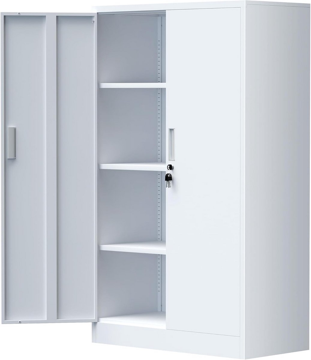 Opbergkast Metaal - Archiefkast Kantoor - Orde Scheppen - Afsluitbare Deuren - 136 x 80 cm