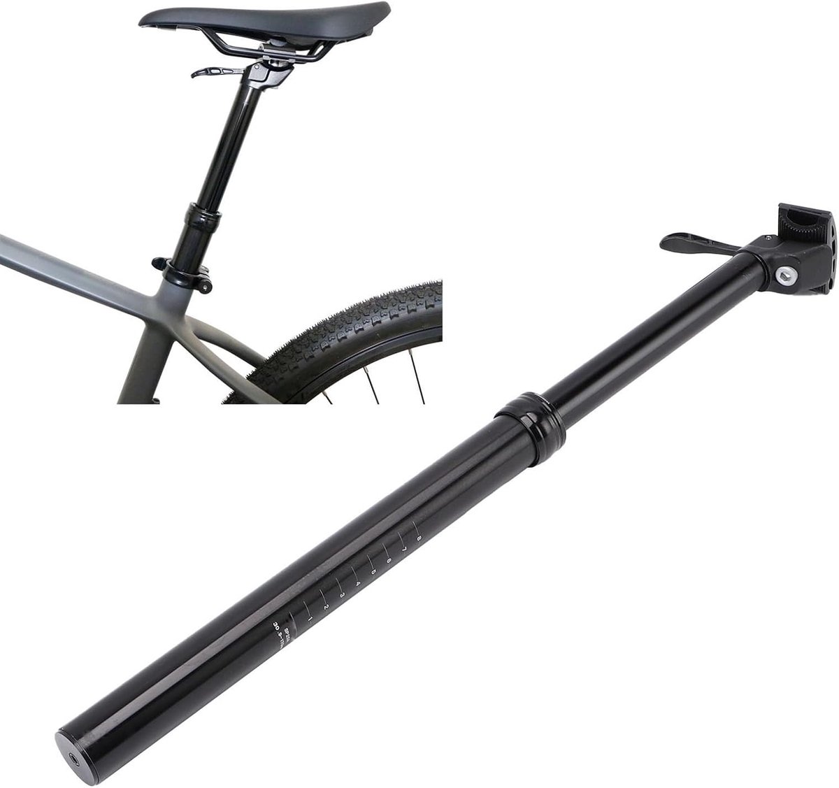 Verende Zadelpen - Dropper Zadelpen - Fietscomfort Verbeteren - Handmatige Hoogteverstelling - 309 Mm Diameter - Zwart