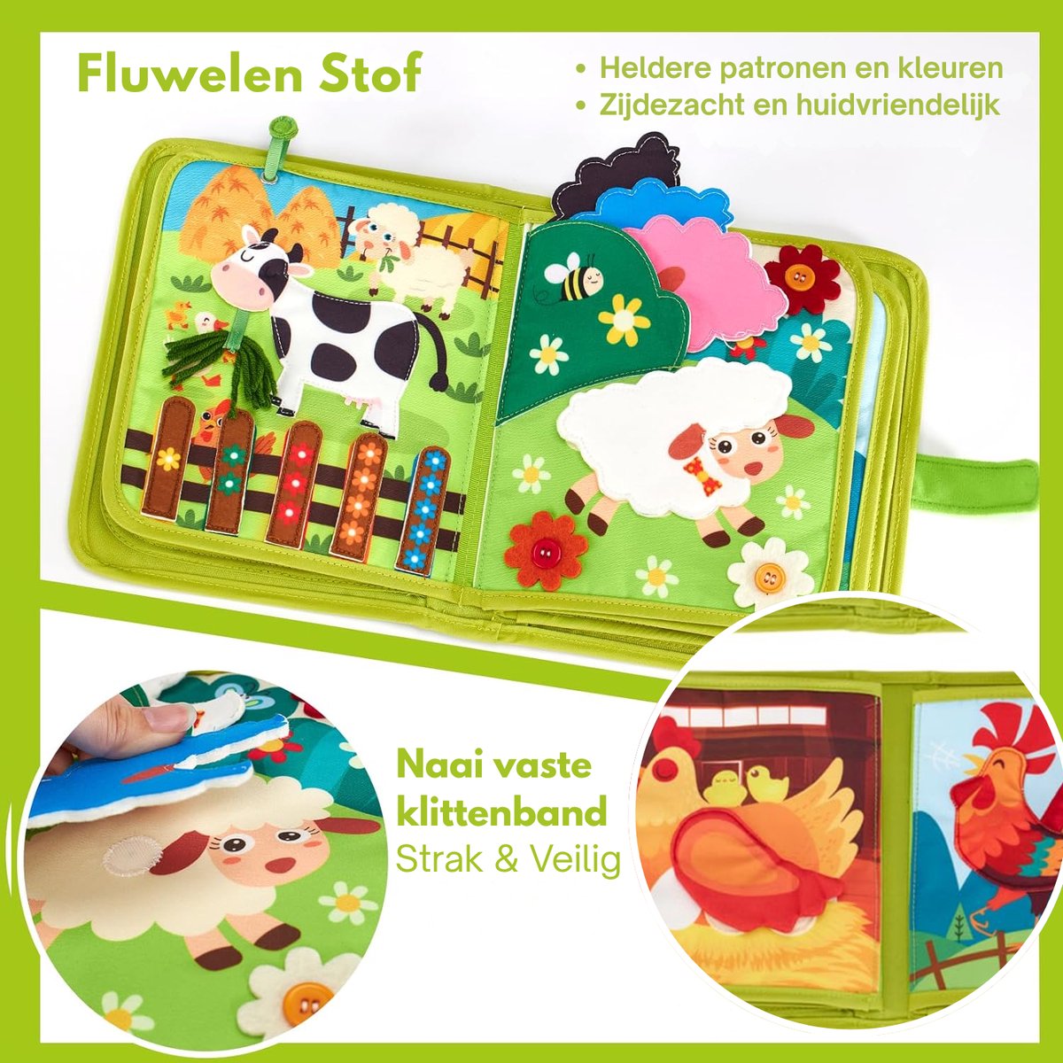 Homeblend Boerderij Knisperboekje - Sensorisch Speelgoed - Montessori - Vanaf 1 Jaar - Fijne Motoriek - Reisspeelgoed - 20 Activiteiten - Dierenspeelgoed - Nederlands Speelgoed - Speelgoed 1 2 3 4 jaar — afbeelding 2