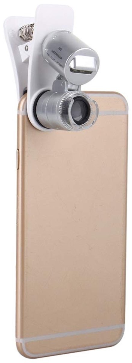 Dailygoods- Vergrootglas 60x - Mobiele Telefoonlens - LED Microscoop - Verstelbaar - Duurzaam - Compact en Lichtgewicht