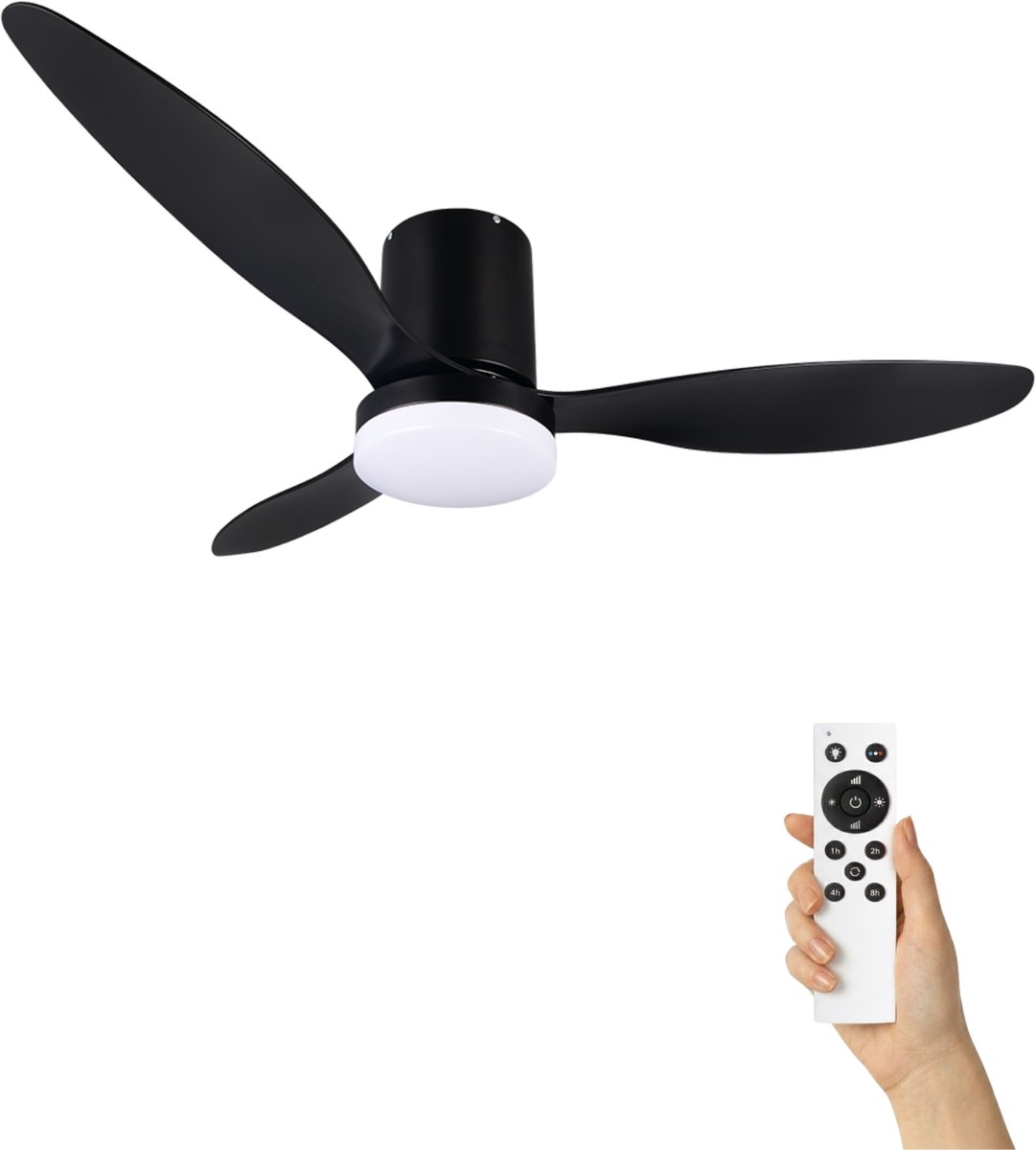 Fantiluxe - Magnus - Plafondventilator met verlichting - Zwart - Ø132cm - Afstandsbediening - Met lamp - Plafond ventilator - Slaapkamer