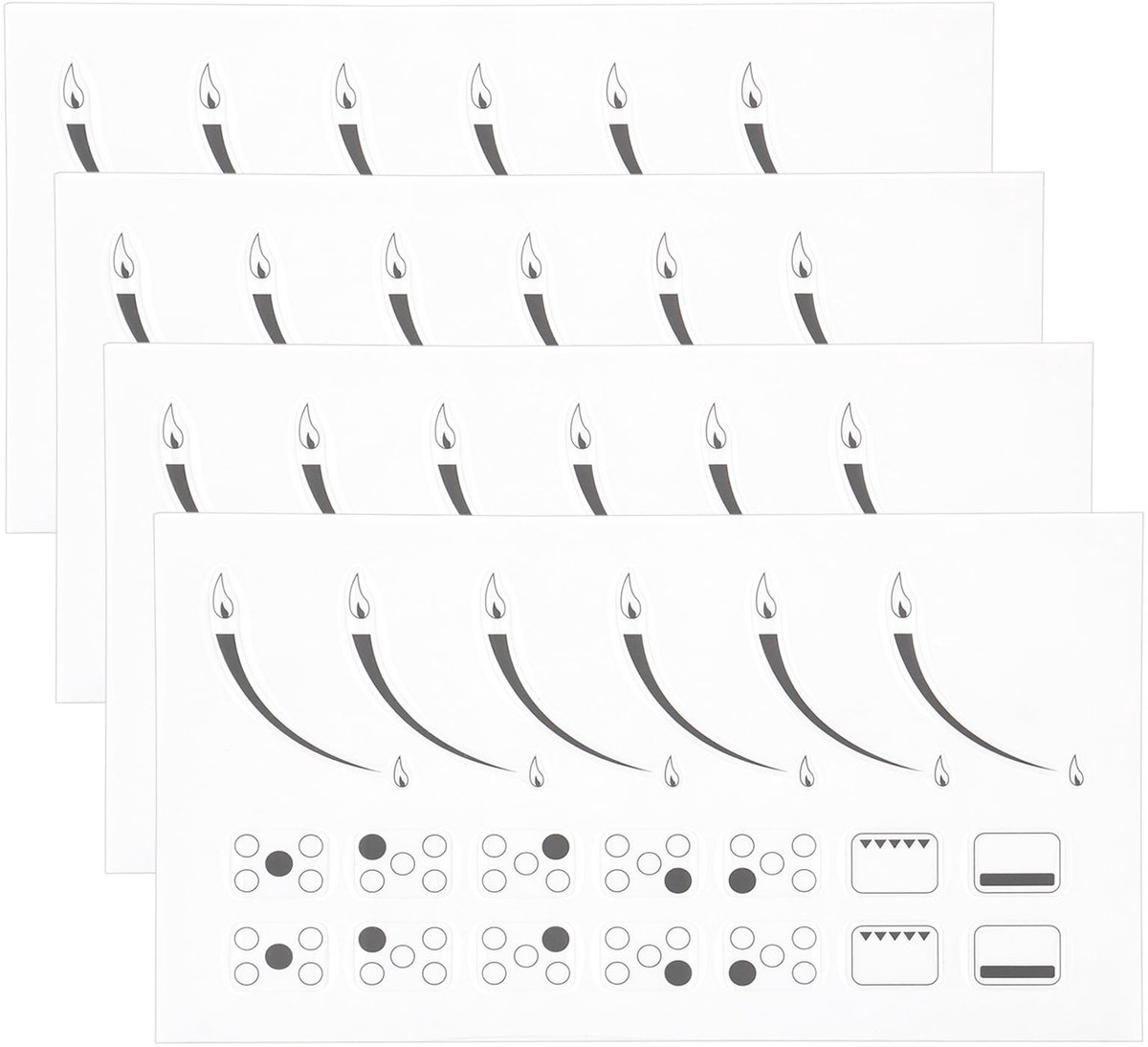 Dailygoods- Vlamring Set - 4 Sets - 6 Branderringstickers (38x33mm) - 14 Zwarte Vierkante Etiketten (12x16mm) - Transparant PVC - Eenvoudig aan te brengen - Fornuisstickers