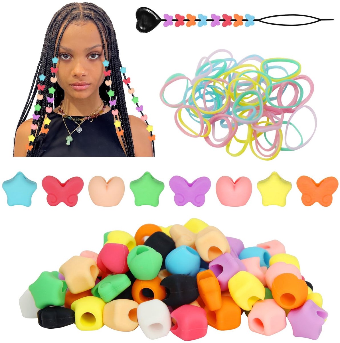 Dailygoods- Haarspeldjes 90 stuks - Siliconen - Vlechtjes - Kleurrijke Ponyspeldjes - Haaraccessoires - Flexibel en Zacht - Haarkralen